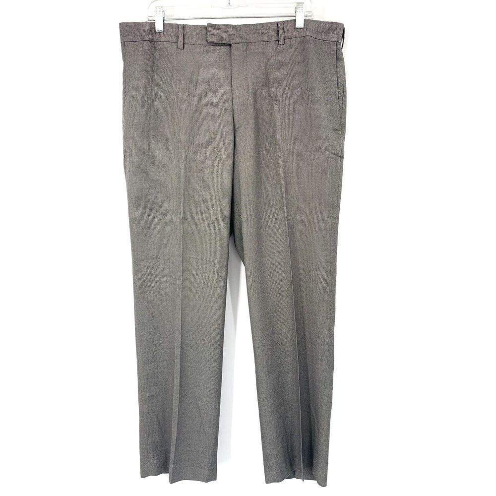Perry Ellis Modern Fit Brown Geometric Flat Front Men's Pants Size W38 L30 - Picture 3 of 8
